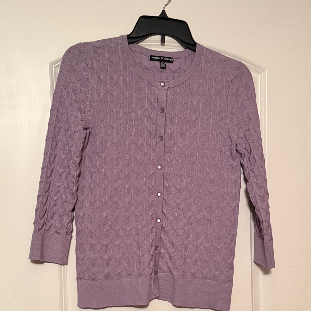 Cable & Gauge Lavender Cardigan Sweater